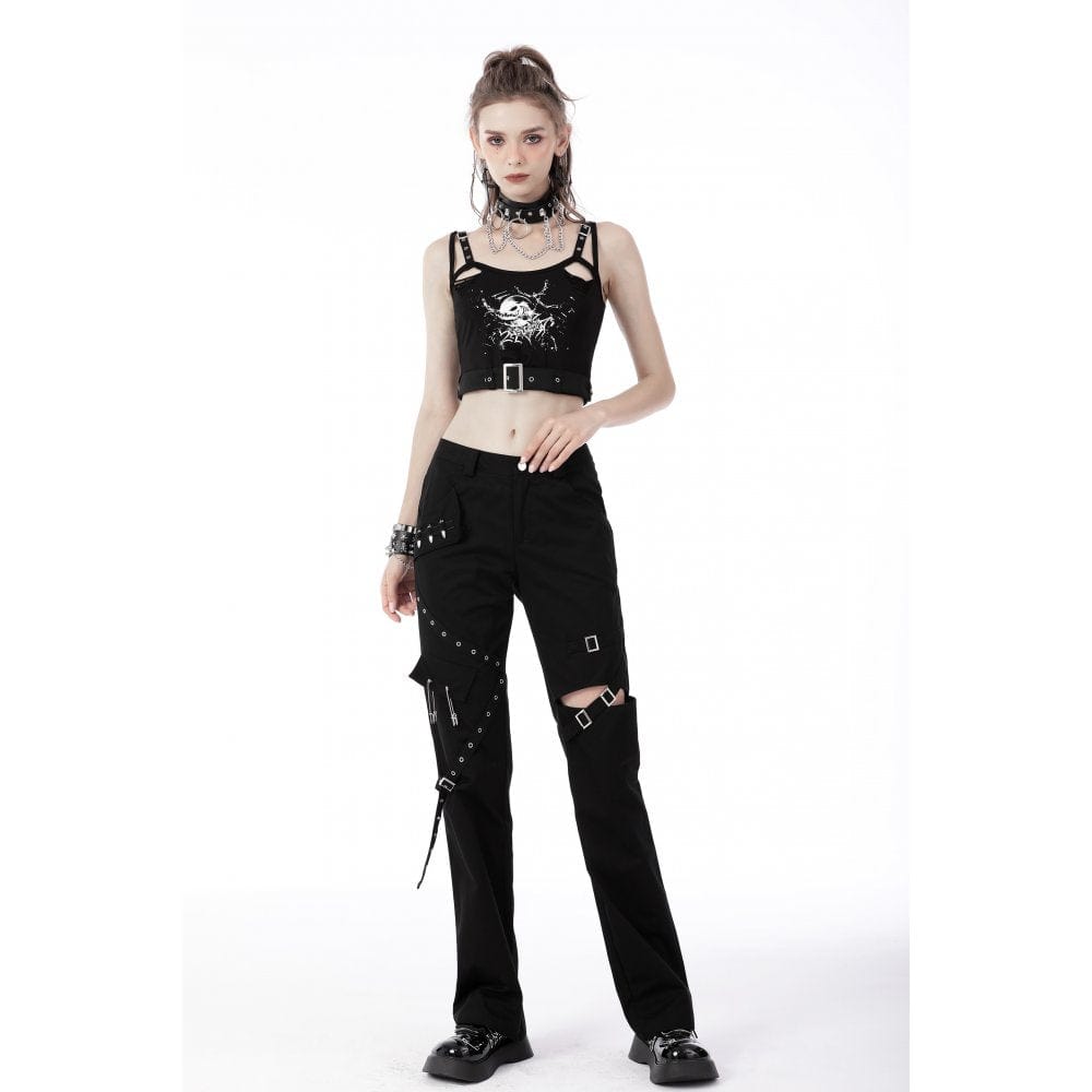 Darkinlove Women's Punk Ripped Devil Fish Bustier