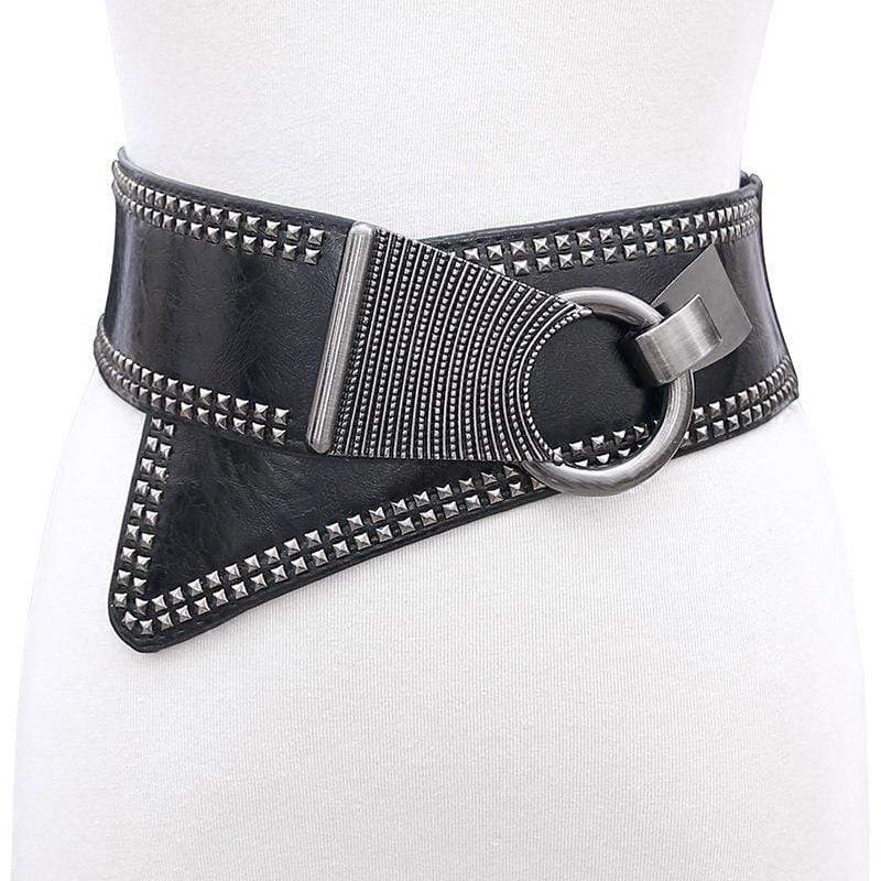 Women's Punk Rivets Faux Leather Buckles Belts