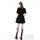 Darkinlove Women's Punk Rock Pleated Skirt with Red Plaid Strap