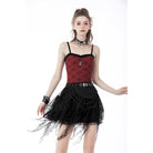 Darkinlove Women's Punk Rock Ripped Mesh Short Skirt