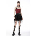 Darkinlove Women's Punk Rock Ripped Mesh Short Skirt