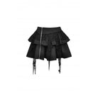 Darkinlove Women's Punk Side Zip Ruffles Short Skirt