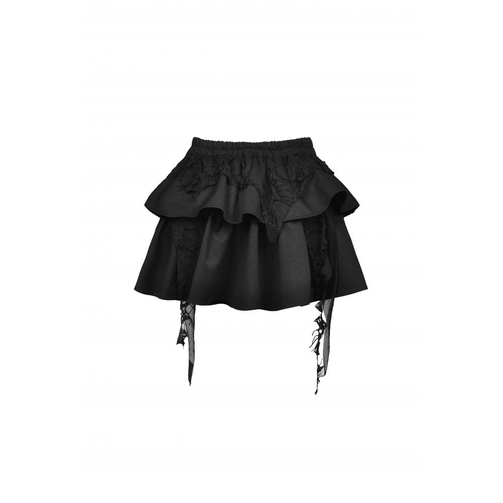 Darkinlove Women's Punk Side Zip Ruffles Short Skirt