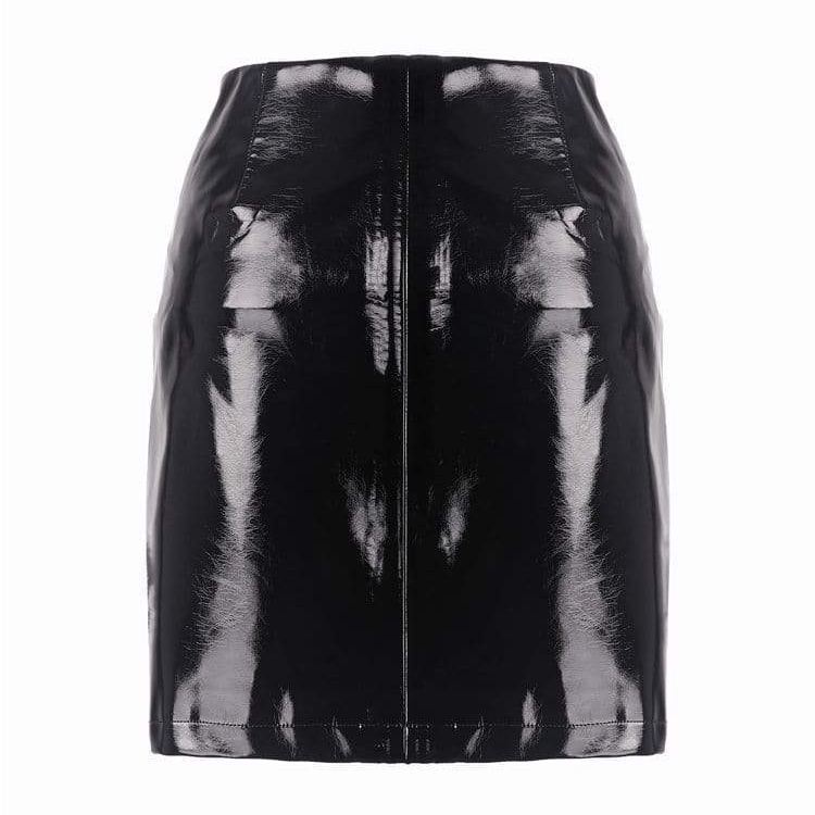 Darkinlove Women's Punk Sliant Zipper PU Skiny Skirts