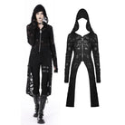 Darkinlove Women's Punk Split Ripped Coat with Hood