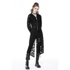 Darkinlove Women's Punk Split Ripped Coat with Hood