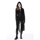 Darkinlove Women's Punk Split Ripped Coat with Hood