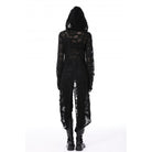 Darkinlove Women's Punk Split Ripped Coat with Hood