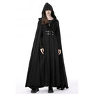 Darkinlove Women's Punk Straps Long Coat with Hood