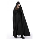 Darkinlove Women's Punk Straps Long Coat with Hood