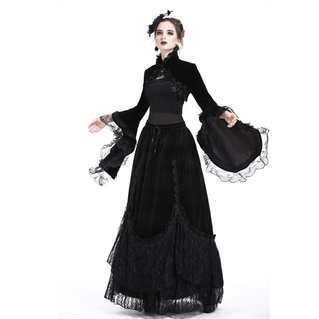 Darkinlove Women's Rosette Velour Goth Cape