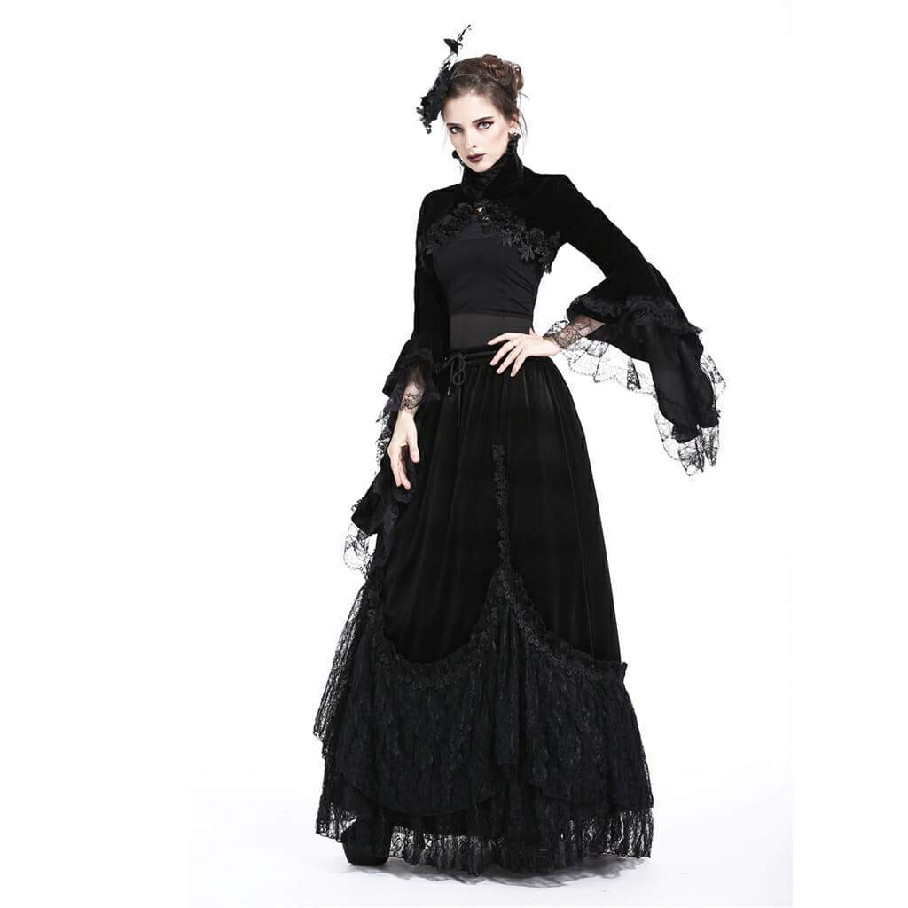 Darkinlove Women's Rosette Velour Goth Cape