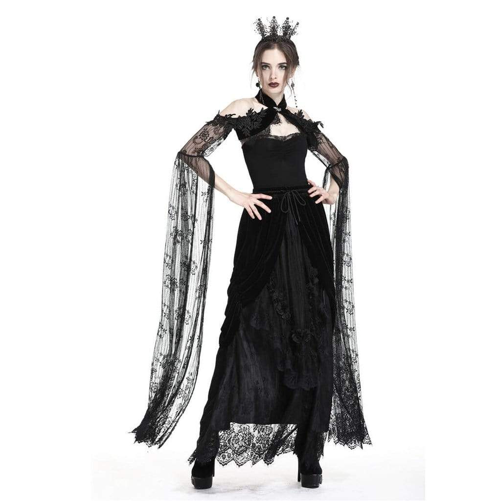 Darkinlove Women's Sheer Lace Goth Cape