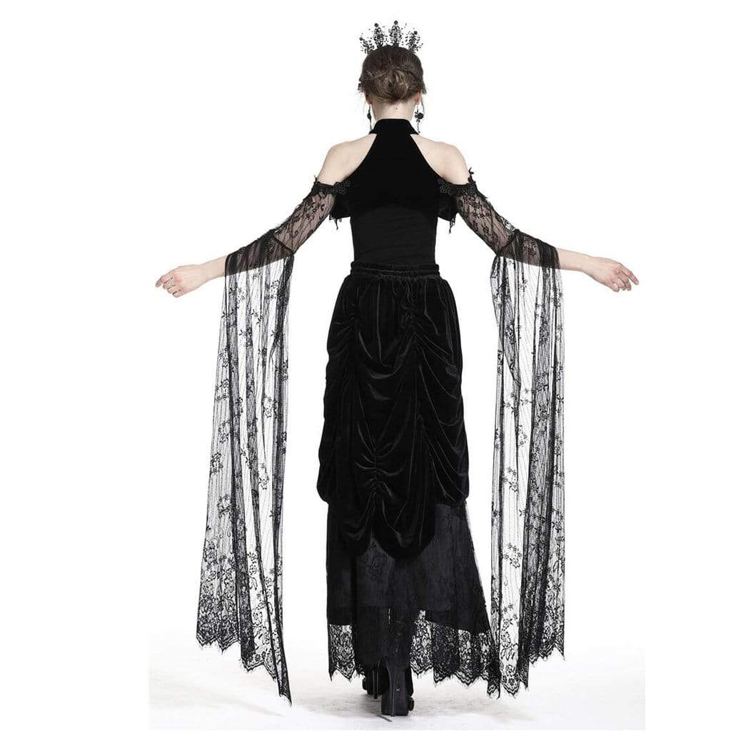 Darkinlove Women's Sheer Lace Goth Cape