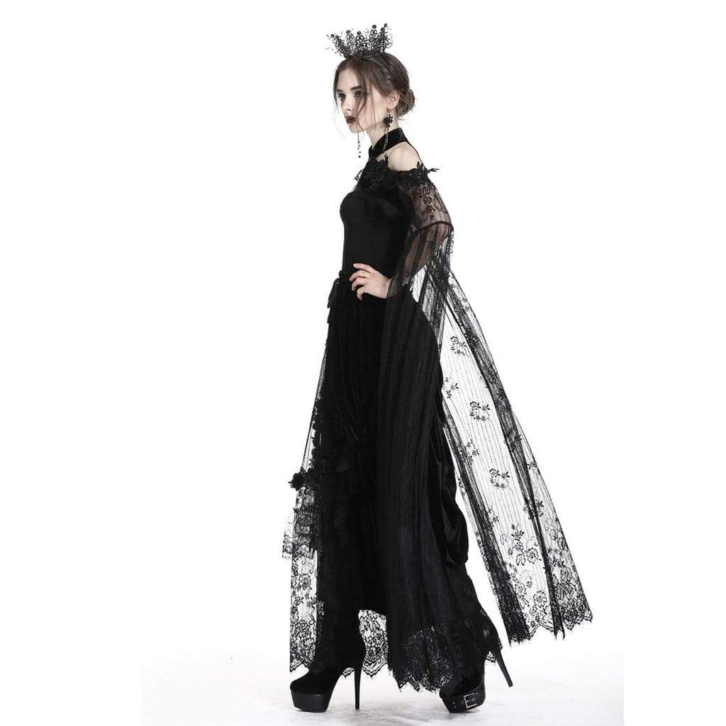 Darkinlove Women's Sheer Lace Goth Cape