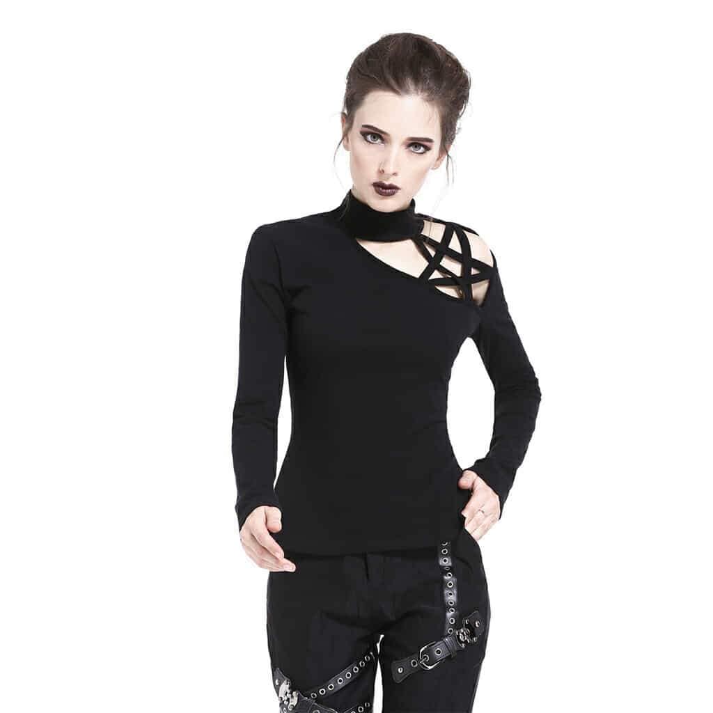 Darkinlove Women's Star Short Black Goth Top