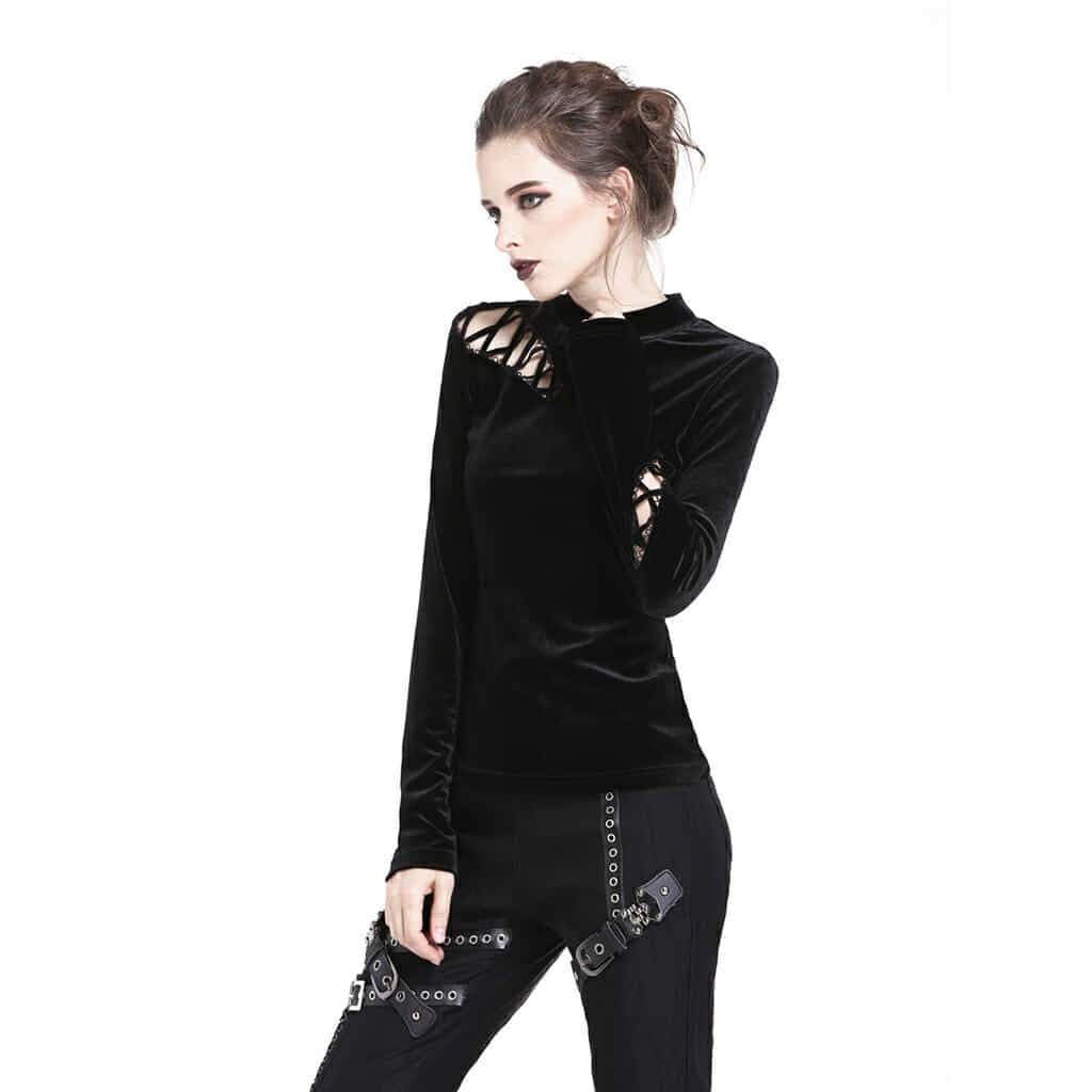 Darkinlove Women's Velour High Neck Top