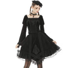 Women's Vintage Gothic Mesh Velet Splicing Irregular Hem Skirts