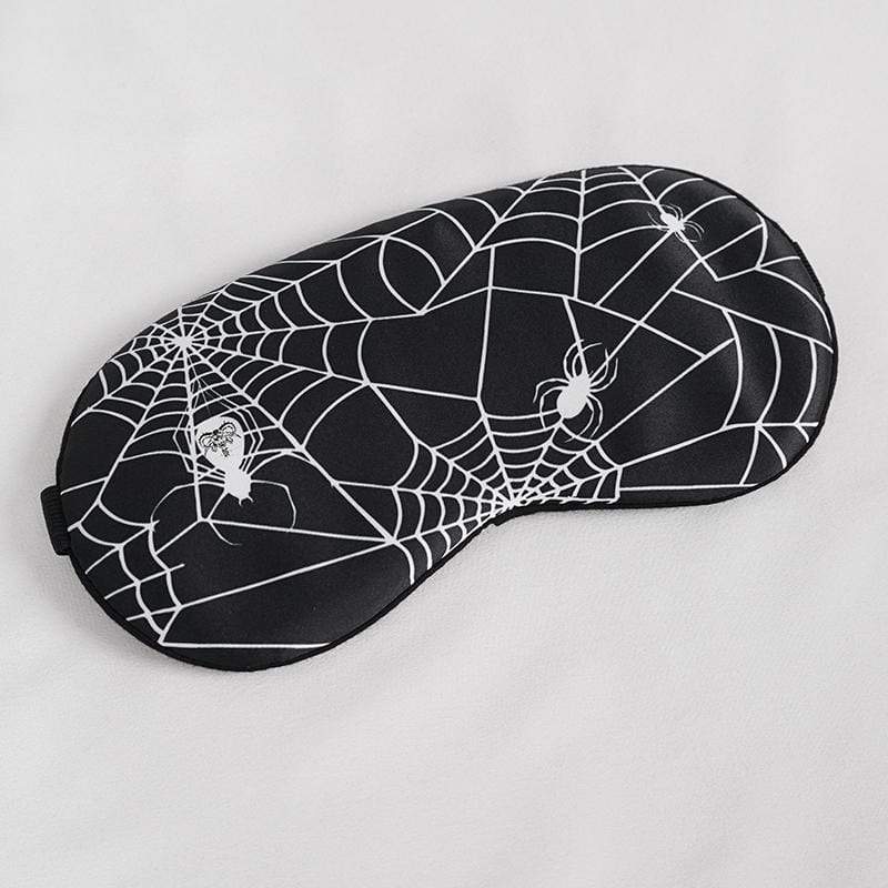 DEVIL FASHION Gothic Spider Web Printed Adjustable Blinder