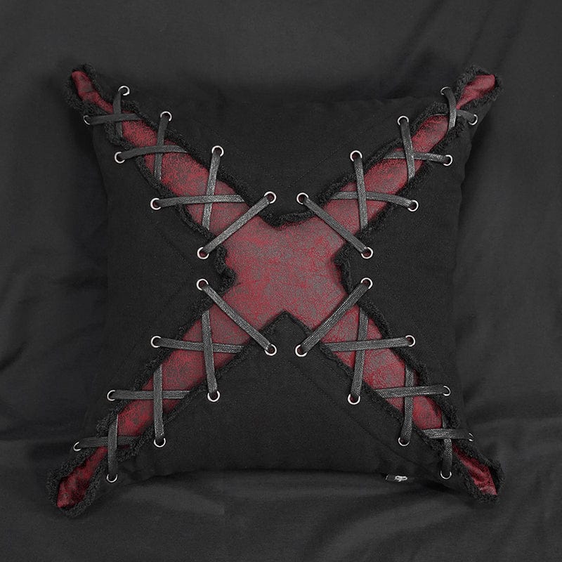 DEVIL FASHION Gothic Strappy Unedged Pillow Case with Pillow Inner