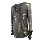 DEVIL FASHION Men's Distressed Round Neck Goth T-Shirt