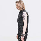 DEVIL FASHION Men's Distressed Sleeveless Punk Shirt