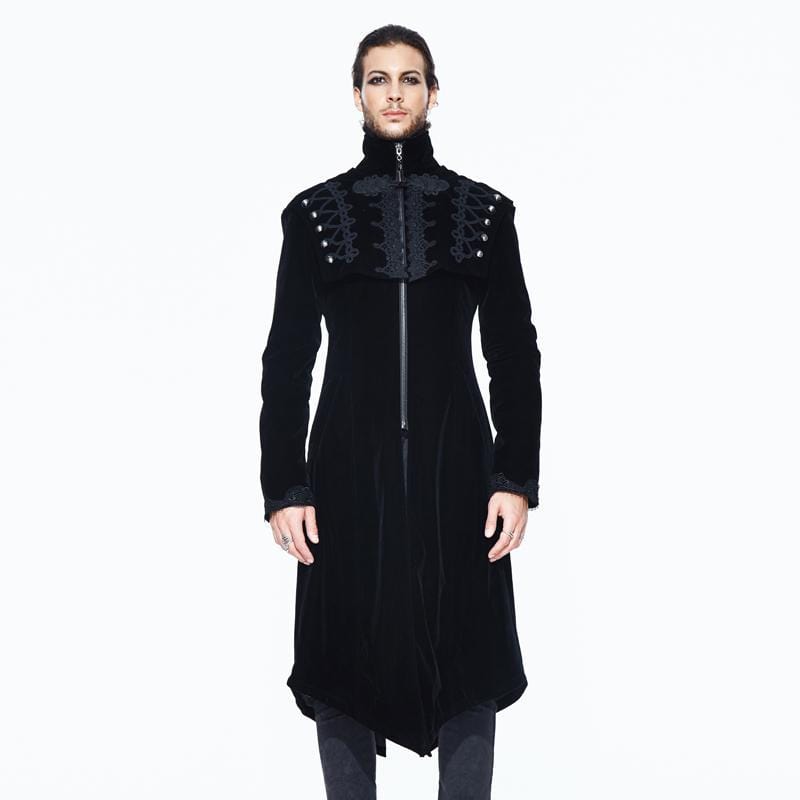 DEVIL FASHION Men's Goth Asymmetric Long Coat