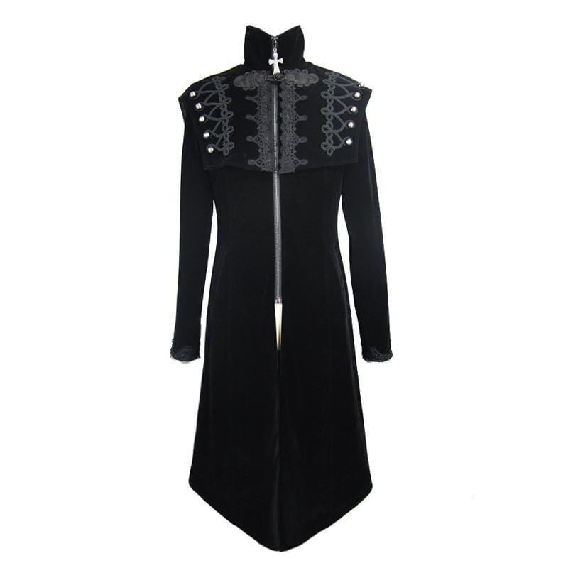 DEVIL FASHION Men's Goth Asymmetric Long Coat