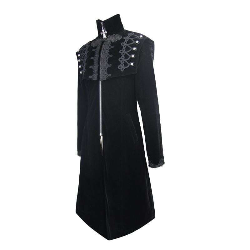 DEVIL FASHION Men's Goth Asymmetric Long Coat