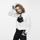 Men's Goth Dress Shirt With Ornamental Jabot