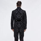DEVIL FASHION Men's Goth Jacquard Double-breasted Black Dovetail Overcoat