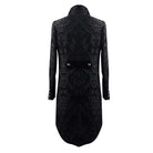 DEVIL FASHION Men's Goth Jacquard Double-breasted Black Dovetail Overcoat