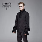 DEVIL FASHION Men's Goth Puff Sleeved Shirt With Bow tie