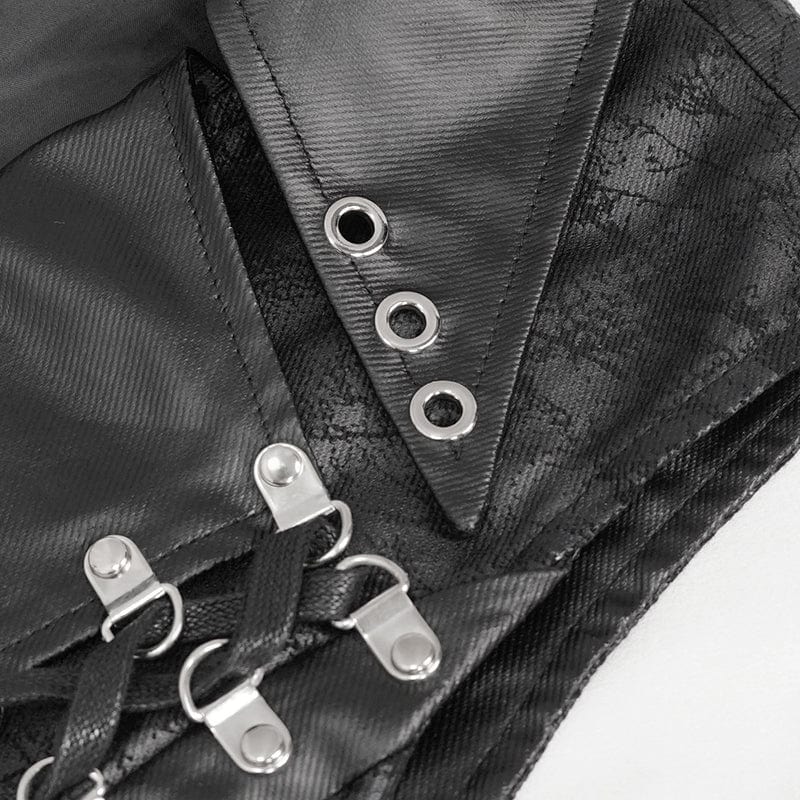 DEVIL FASHION Men's Gothic Asymmetric Zipper Lace-up Waistcoat