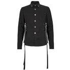 DEVIL FASHION Men's Gothic Buckle Splice Shirt Black