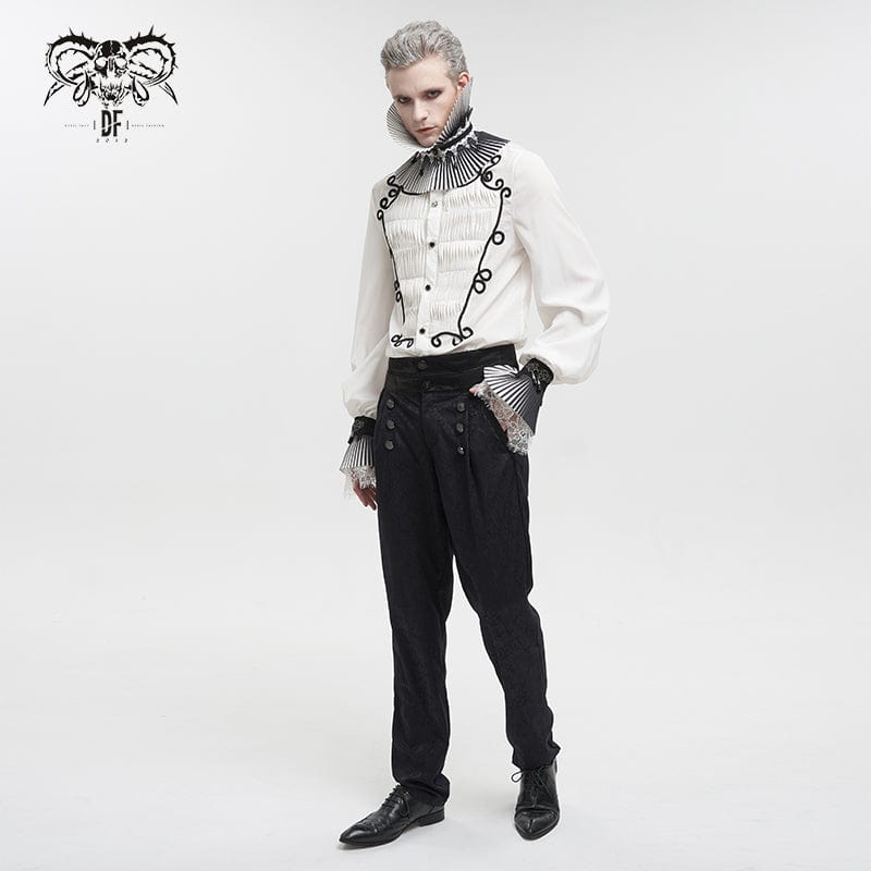 DEVIL FASHION Men's Gothic Cashew Printed High-waisted Pants