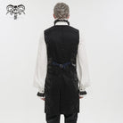 DEVIL FASHION Men's Gothic Cashew Printed Swallow-tailed Waistcaot Blue