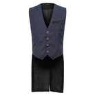 DEVIL FASHION Men's Gothic Cashew Printed Swallow-tailed Waistcaot Blue