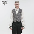 DEVIL FASHION Men's Gothic Cashew Printed Swallow-tailed Waistcoat Grey