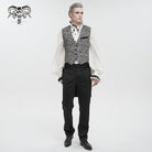 DEVIL FASHION Men's Gothic Cashew Printed Swallow-tailed Waistcoat Grey