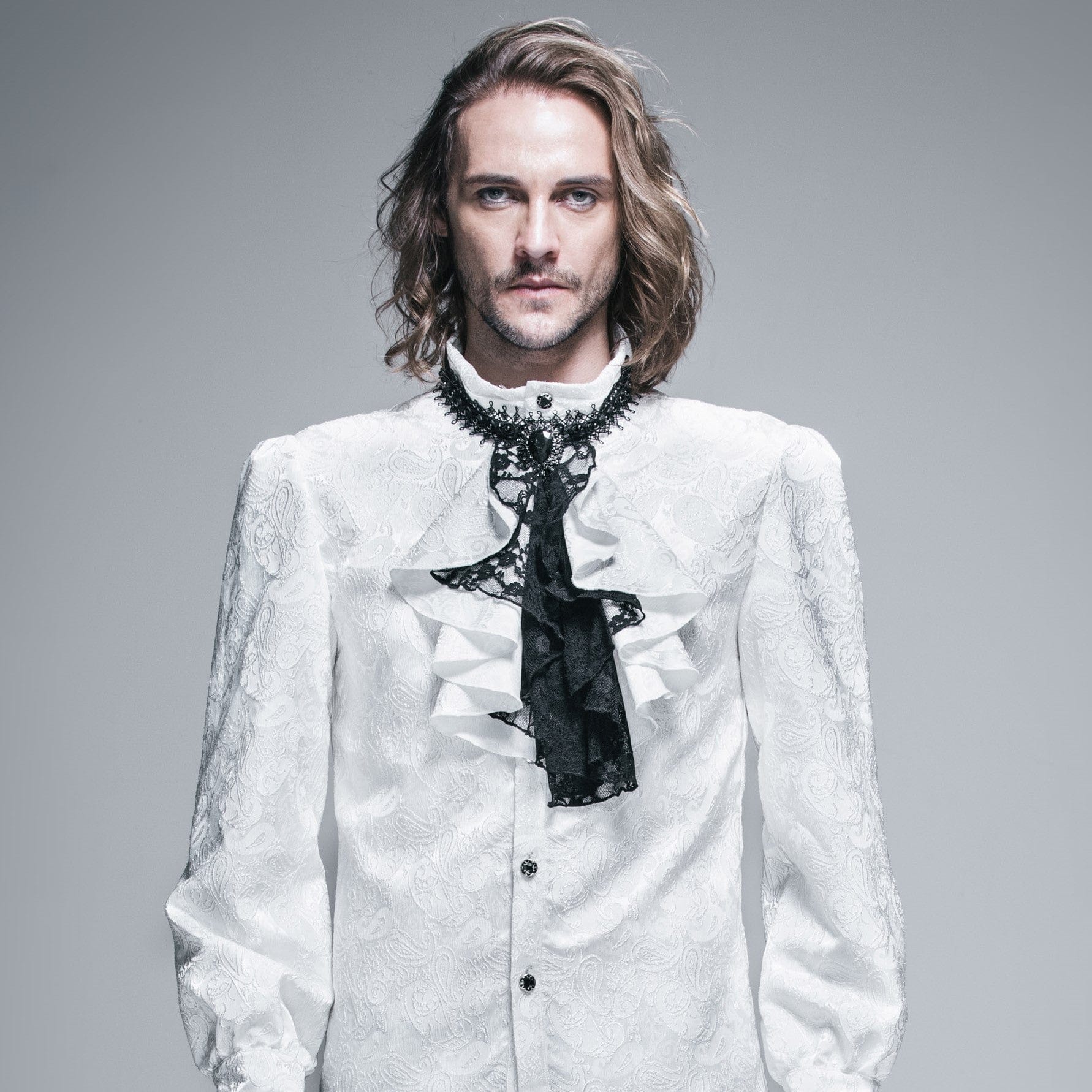 DEVIL FASHION Men's Gothic Contrast Color Multilayer Lace Neckwear