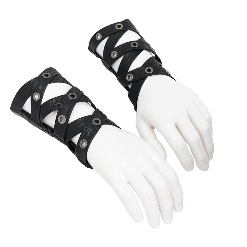 DEVIL FASHION Men's Gothic Cutout Faux Leather Arm Sleeves