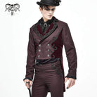 Men's Gothic Double-breasted Jacquard Swallow-tailed Suit Coat Dark Red