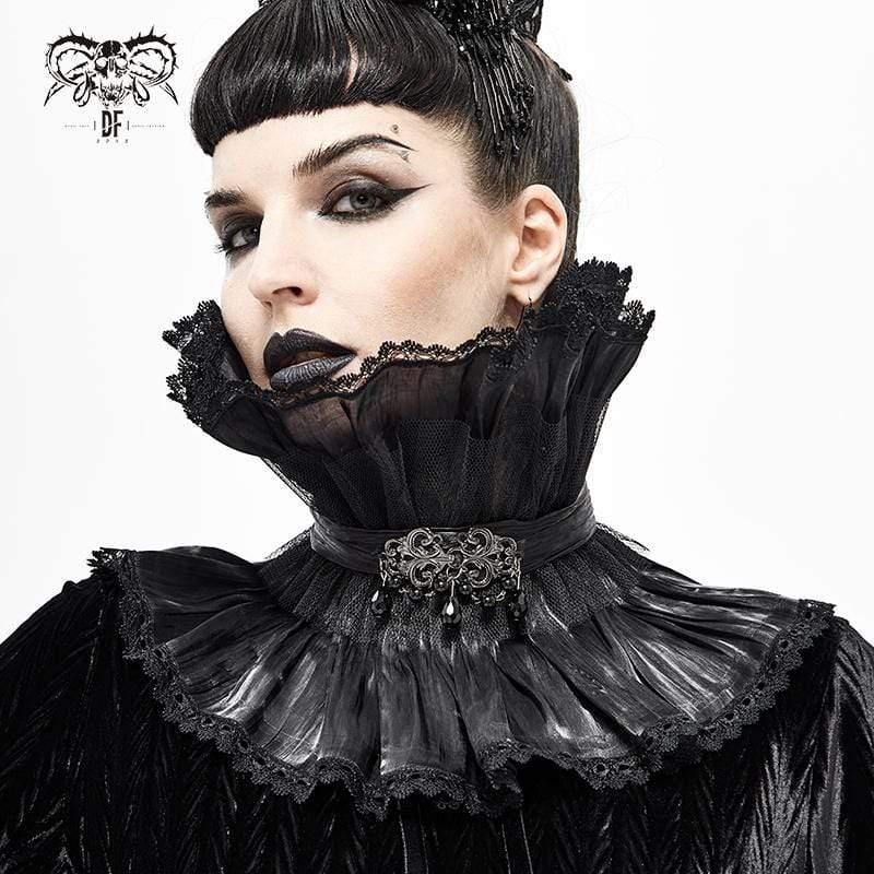 Women's Gothic Drape Mesh Neckwear Black Unisex Lace Neckwear