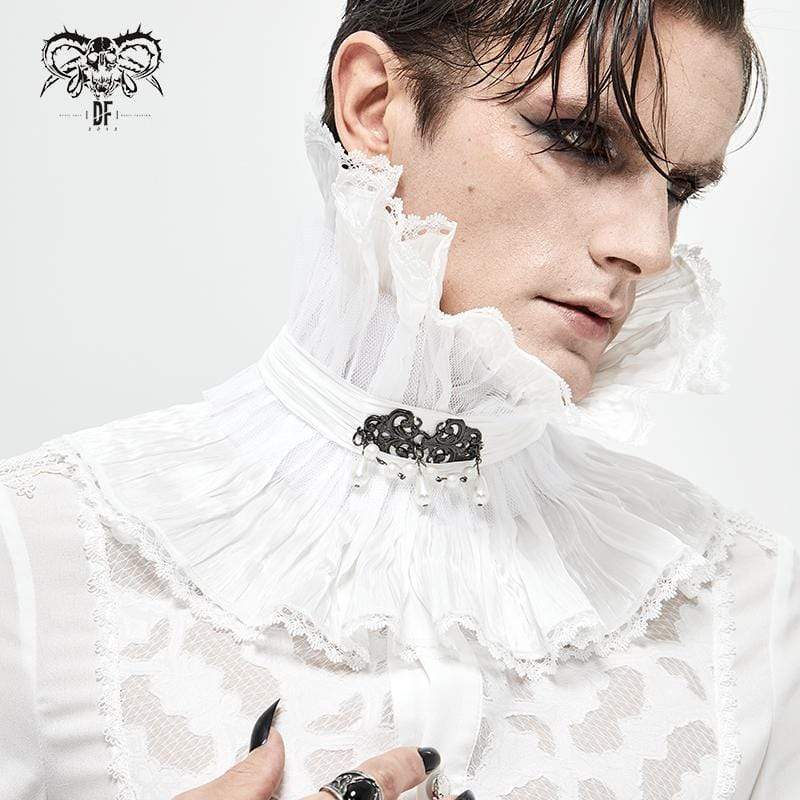 Men's Gothic Drape Meshed Necklace White