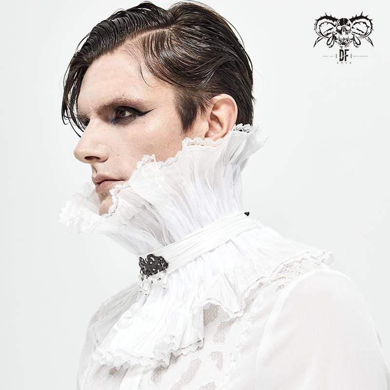Men's Gothic Drape Meshed Necklace White