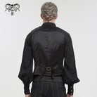DEVIL FASHION Men's Gothic Embossed Waistcoat with Brooch Red
