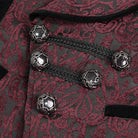 DEVIL FASHION Men's Gothic Embossed Waistcoat with Brooch Red