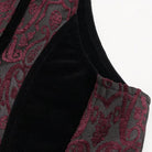 DEVIL FASHION Men's Gothic Embossed Waistcoat with Brooch Red