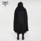 DEVIL FASHION Men's Gothic Faux Fur Buckle Coat with Hood